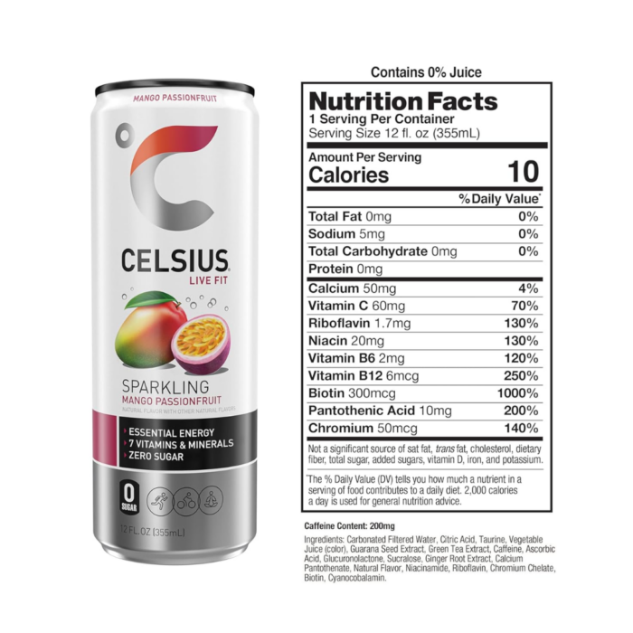 CELSIUS Sparkling Mango Passionfruit 355ml x 12 - Image 2