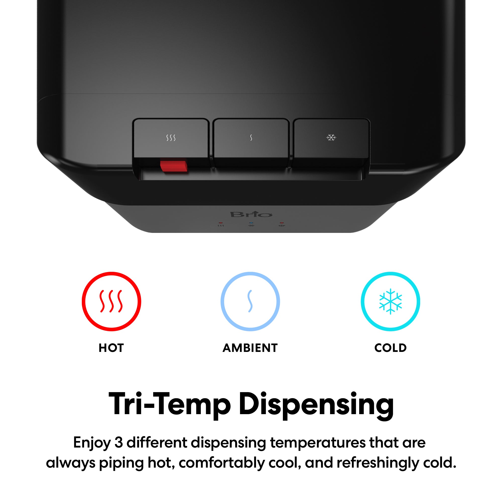 Brio 430 RO Cooler — dispensing taps and control panel